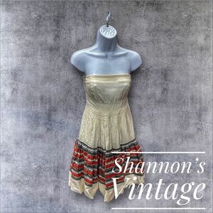 Anthropologie Floreat around the world Sz 0 Strapless Linen Petticoat Dress A37